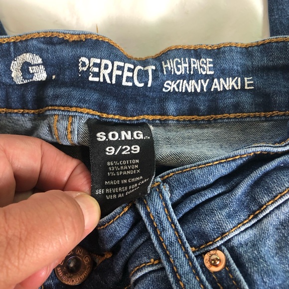 S.O.N.G. Perfect High Rise Skinny Ankle Jeans 9/29 Distressed Skater Rips - Picture 6 of 11